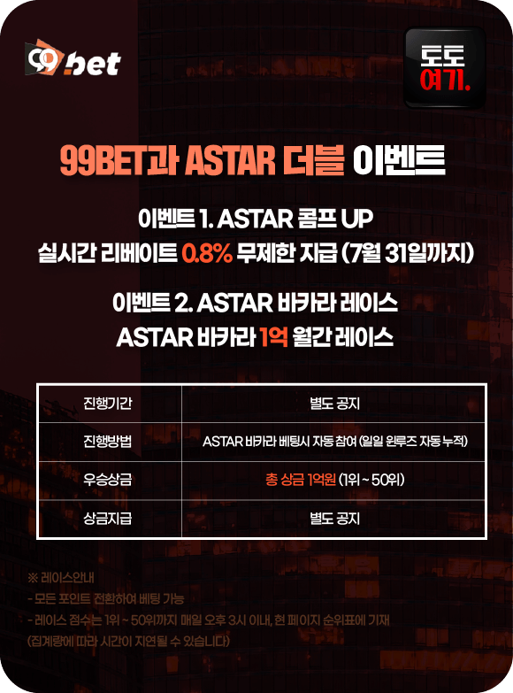 99BET과 ASTAR 더블 이벤트