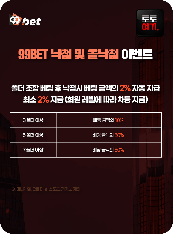 99BET 낙첨 및 올낙첨 이벤트