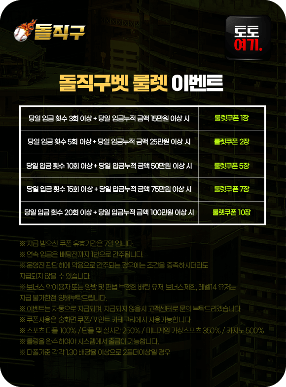 돌직구벳 룰렛 이벤트