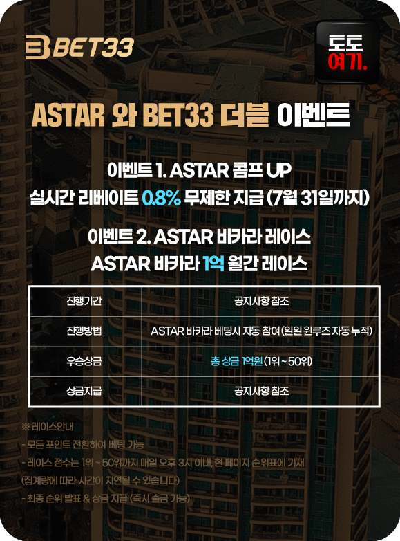 ASTAR 와 BET33 더블 이벤트