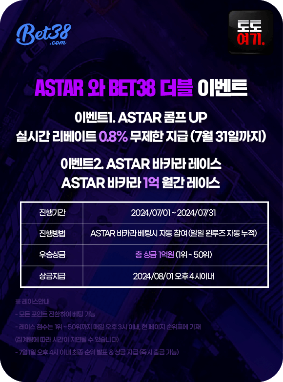 ASTAR 와 BET38 더블 이벤트 1