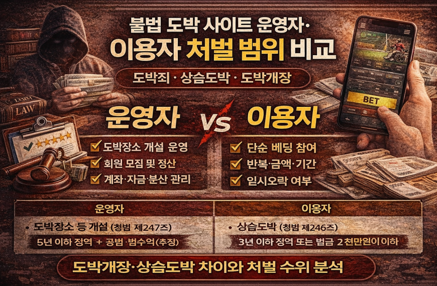 불법 도박 사이트 운영자·이용자 처벌 범위