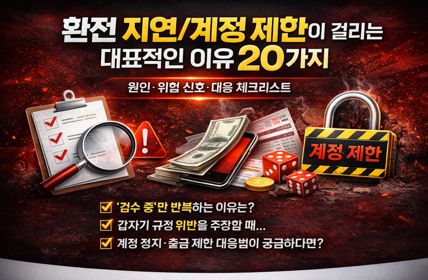 환전 지연/계정 제한이 걸리는 대표적인 이유 20가지