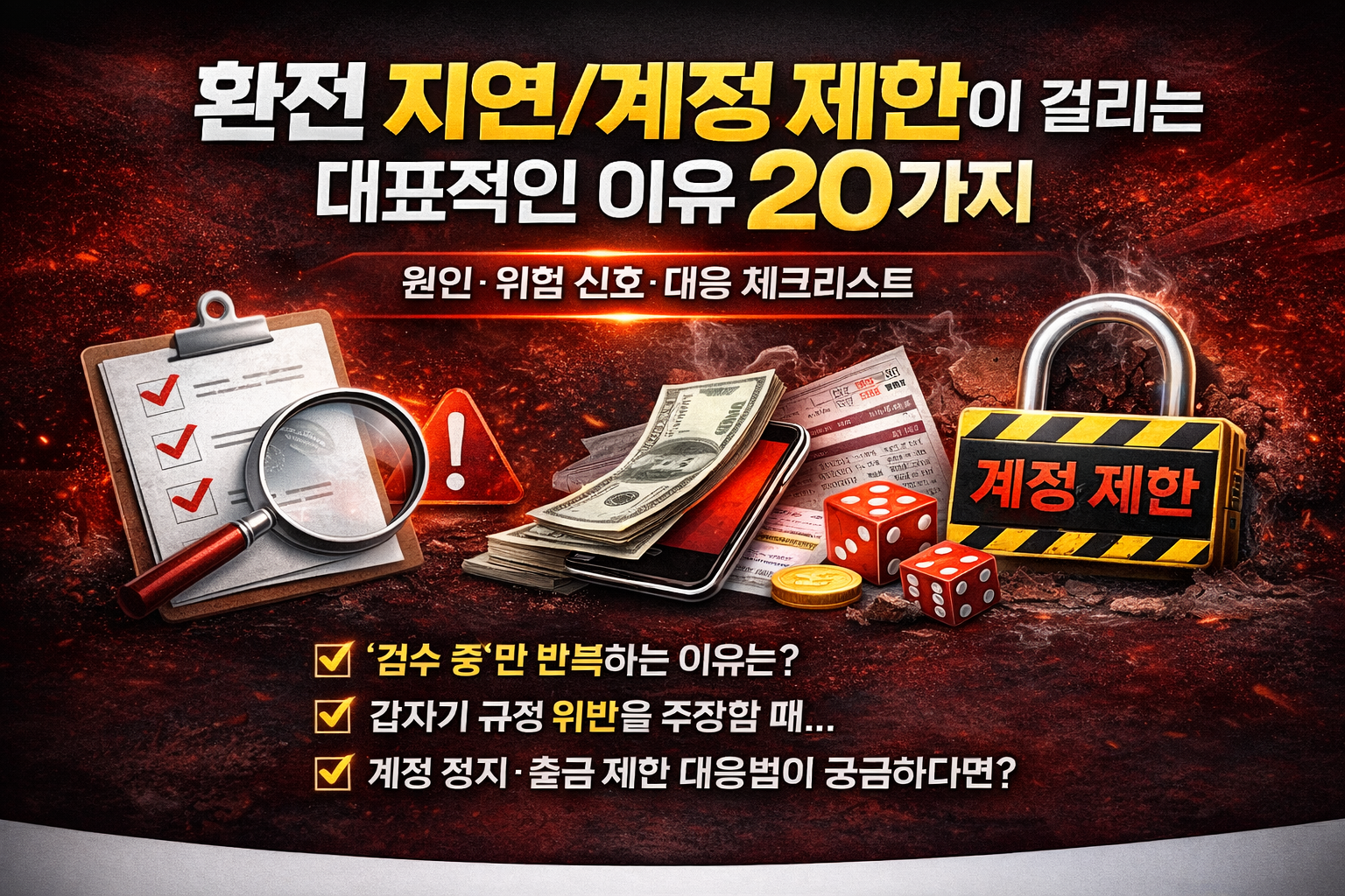 환전 지연/계정 제한이 걸리는 대표적인 이유 20가지