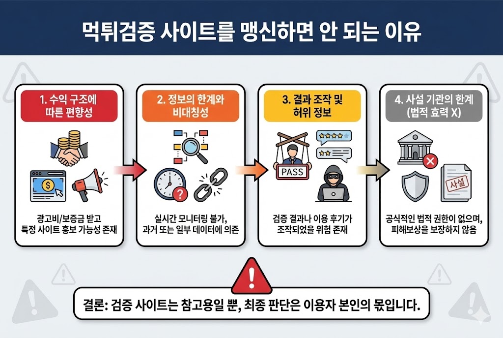 먹튀검증 사이트 진실 폭로: 보증 업체 맹신하면 당하는 4가지 이유