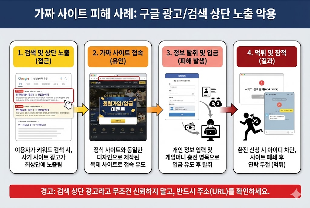 가짜 사이트 피해 사례 BEST 3: “메이저인 줄 알았는데 짭이었다?”