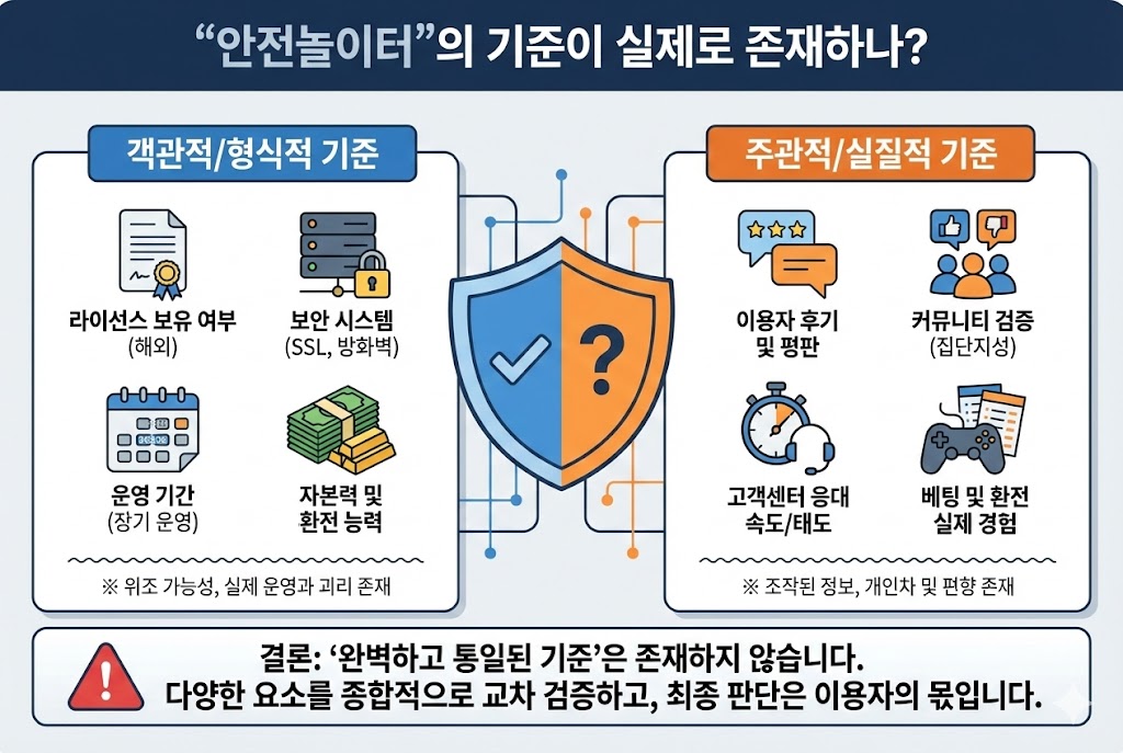안전놀이터, 진짜 기준이 존재할까? 메이저사이트를 구분하는 4가지 절대 조건