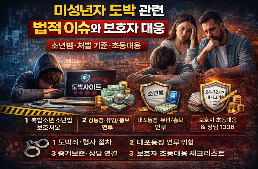 미성년자 도박 관련 법적 이슈와 보호자 대응