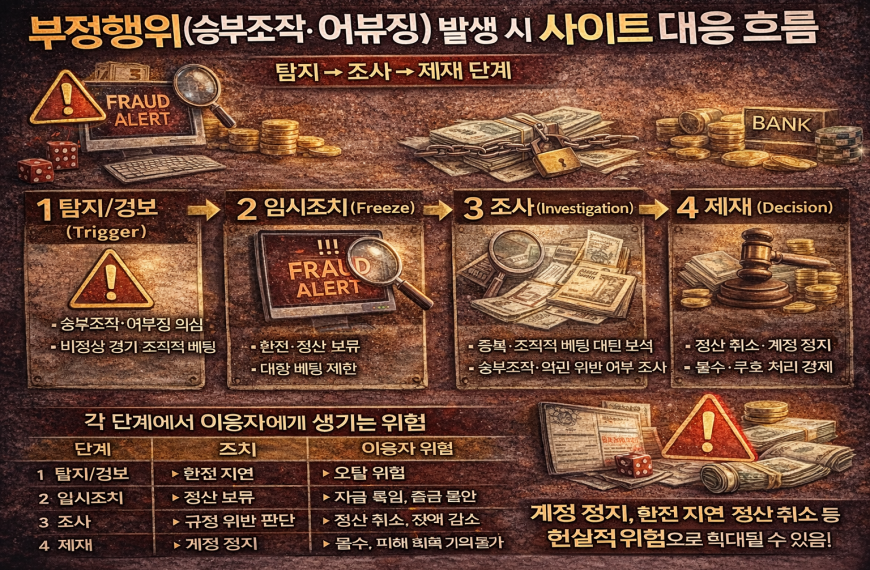 부정행위(승부조작, 어뷰징) 발생 시 사이트 대응 흐름