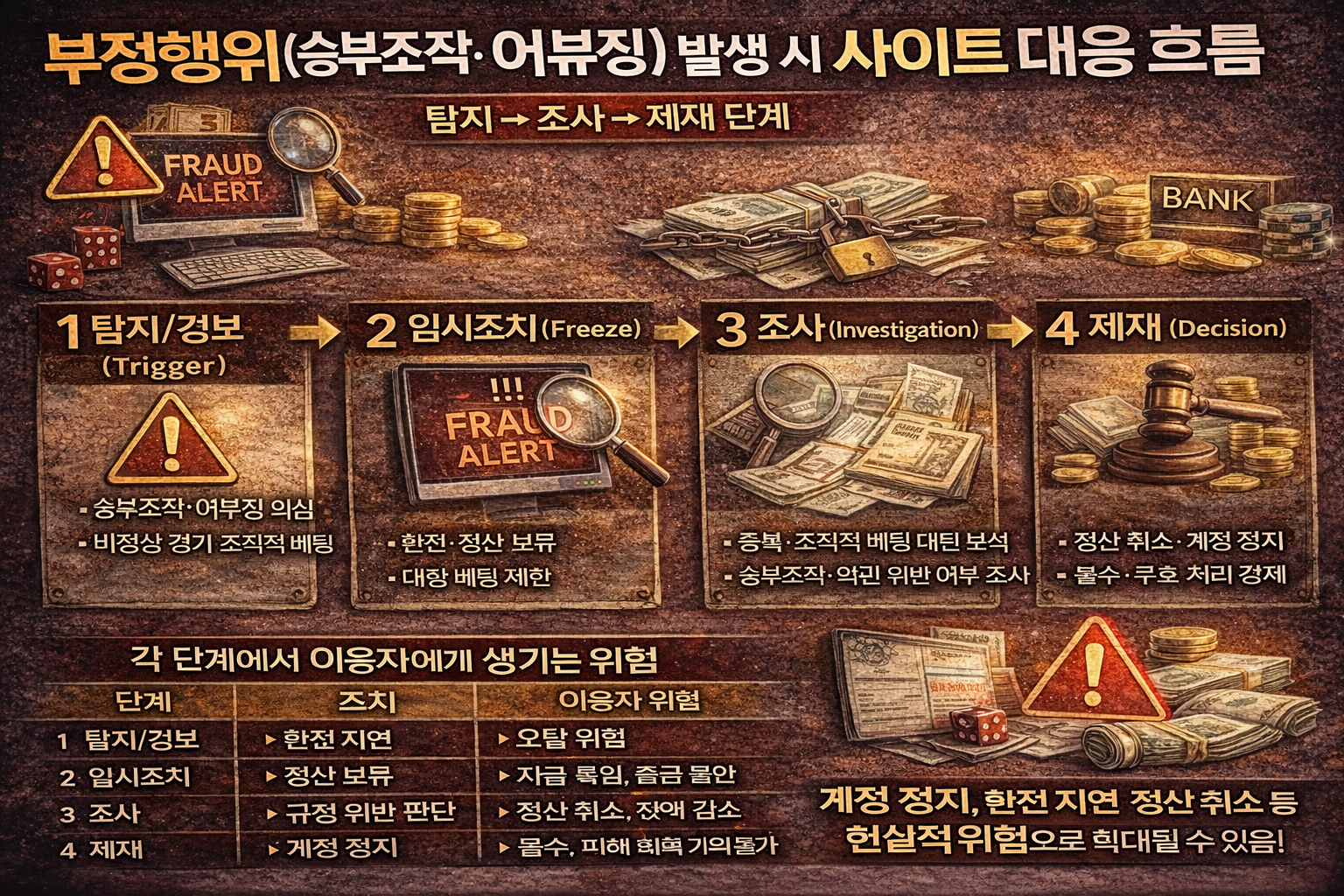 부정행위(승부조작, 어뷰징) 발생 시 사이트 대응 흐름