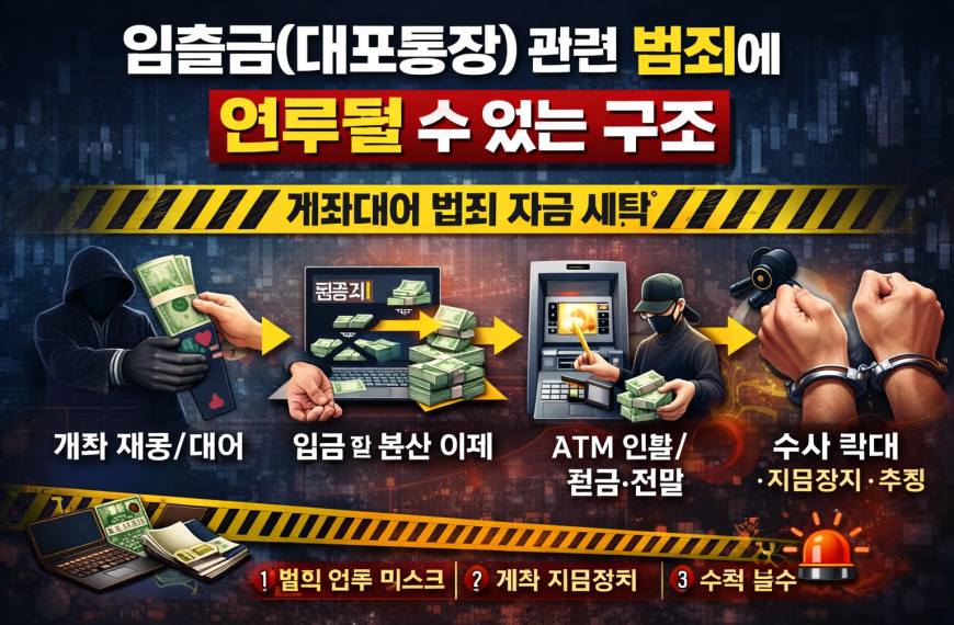 입출금(대포통장) 관련 범죄에 연루될 수 있는 구조