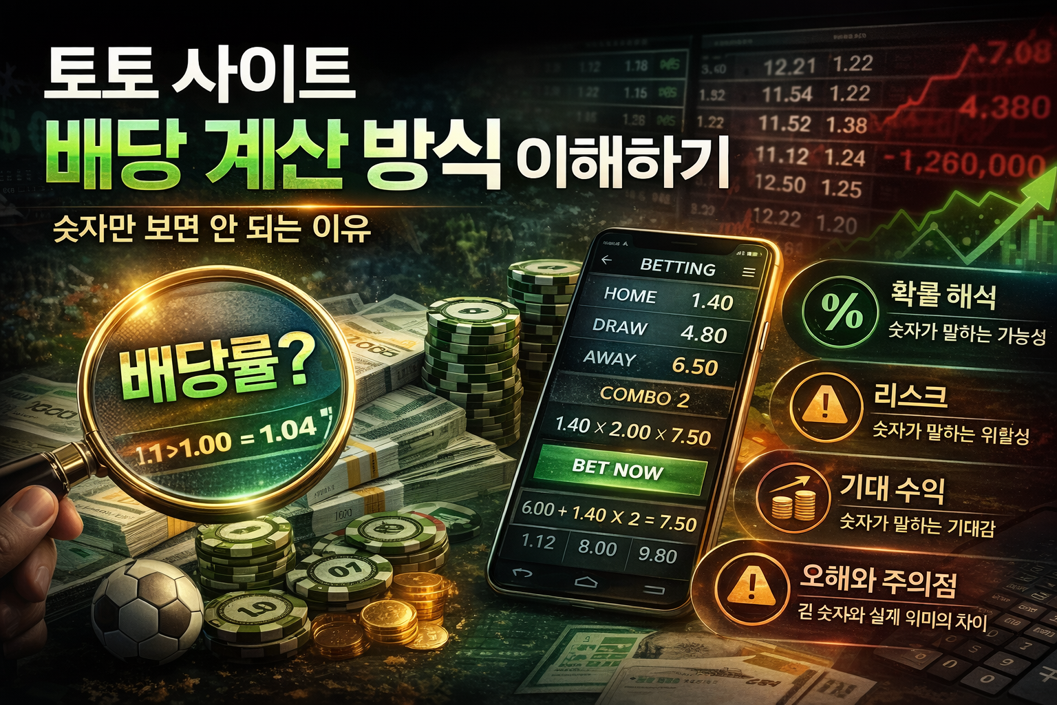 토토 사이트 배당 계산 방식을 설명하는 대표 이미지