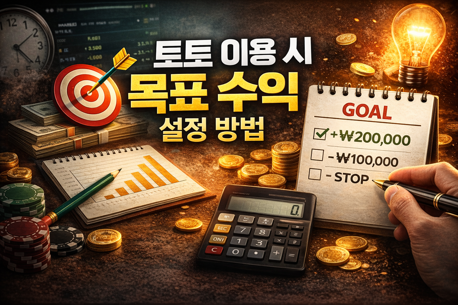 토토 이용 시 목표 수익 설정 방법과 예산 관리 기준을 표현한 대표 이미지